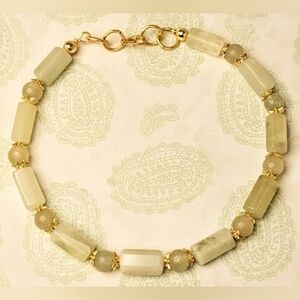 Green New Jade In Chunky Gold Plated Choker Or Necklace